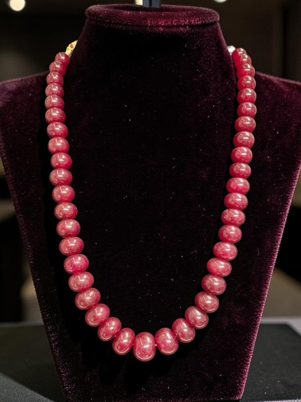 Ruby Smooth Rondelle Bead Necklace - Single
Strand Graduated Gemstone